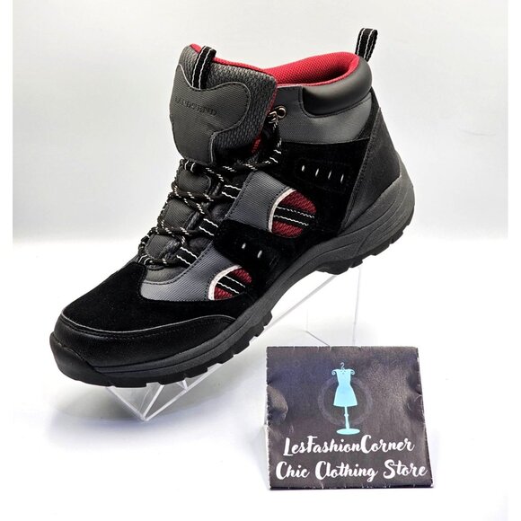 NWOB Lands End Men's Black & Red Fabric Suede Leather Hiking Boots Sz 11D 2704 - Picture 15 of 16